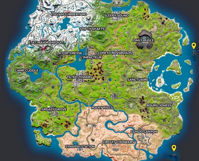Emplacements des sites de crash de dirigeables de l'IO dans Fortnite