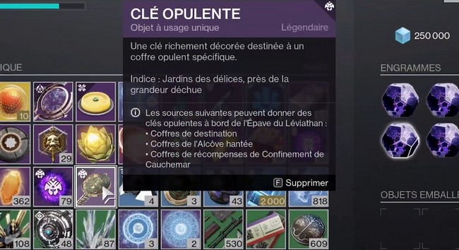 Jardins des délicesn près de la grandeur déchue destiny 2