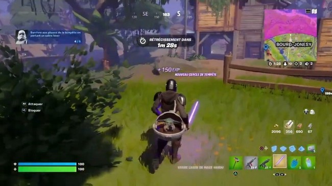 Survivre aux phases de la tempête en portant un sabre laser dans Fortnite