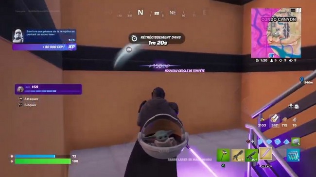 Survivre aux phases de la tempête en portant un sabre laser dans Fortnite