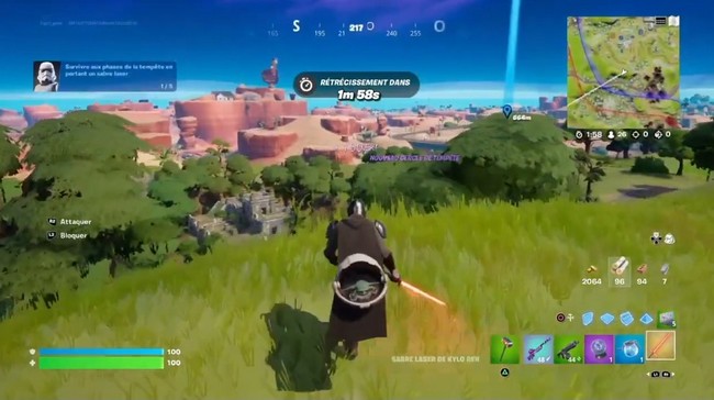 Survivre aux phases de la tempête en portant un sabre laser dans Fortnite
