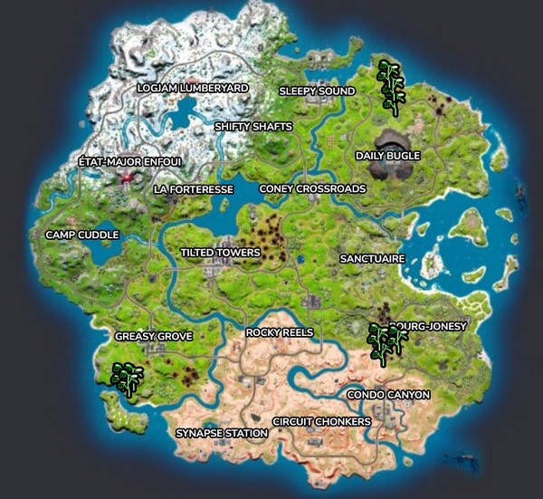 emplacement des jeunes arbres dans Fortnite