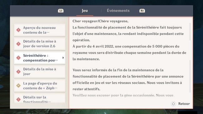 maintenance seritheiere genshin impact