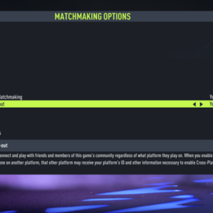 options Matchmaking crossplay fifa 22