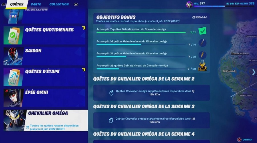 quêtes du chavalier oméga