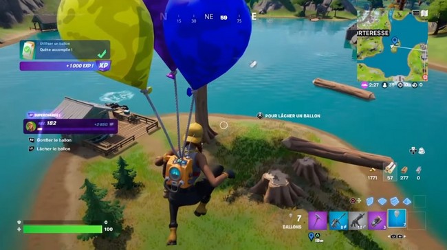 utiliser un ballon- fortnite