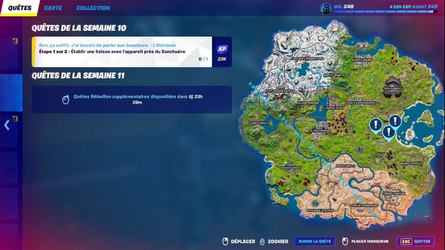 établir une liaison avec l'appareil près du Sanctuaire Fortnite