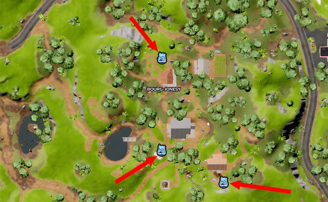 Emplacement des jetons de BricBroc au Bourg Jonesy Fortnite