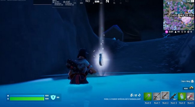 Emplacement jeton de BricBroc aux Cascades de réalités 1 Fortnite