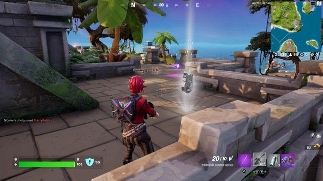 Emplacement jeton de BricBroc aux ruines 3 Fortnite