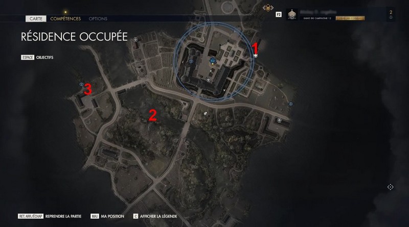 Emplacements des Aigles de Pierre dans Mission 2 de Sniper Elite 5