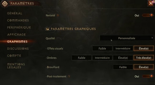 Le Paramètre graphique très élevé n'est pas disponible dans Diablo Immortal