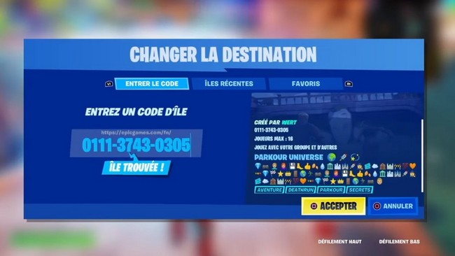 code Parkour cosmique