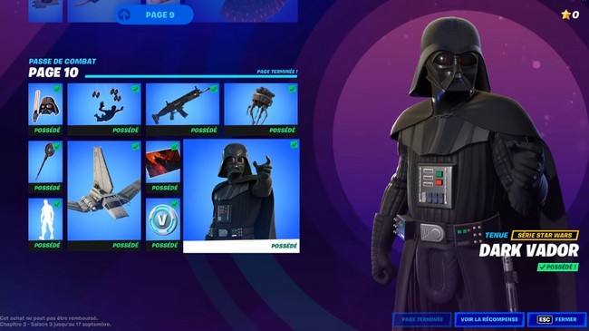 débloquer skin Dark Vador fortnite saison 3 chapitre3