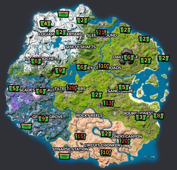 Emplacements Boite alimentaire fortnite saison 3 chapitre 3