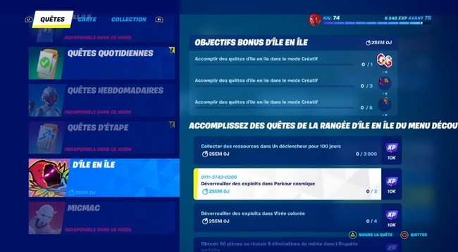 quêtes d'île en île