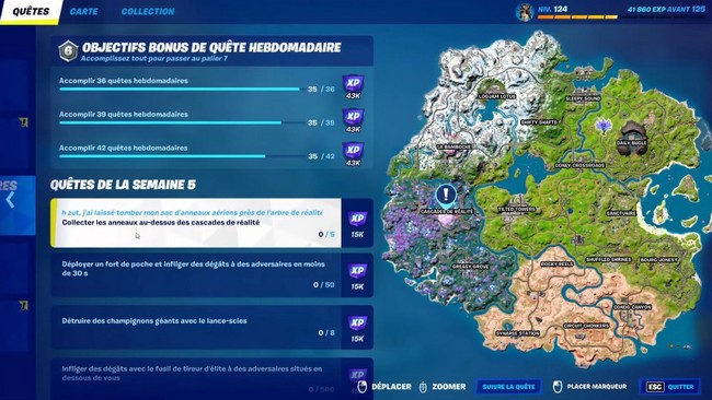 Collecter les anneaux au-dessus des cascades de réalité