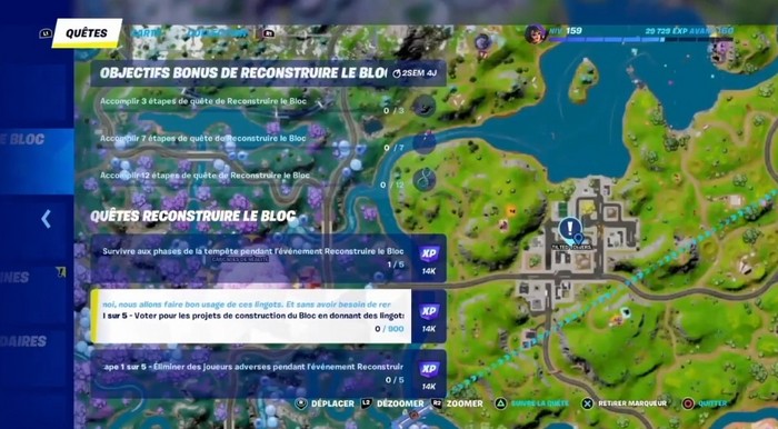 Emplacement où voter pour les projets de construction du Bloc fortnite