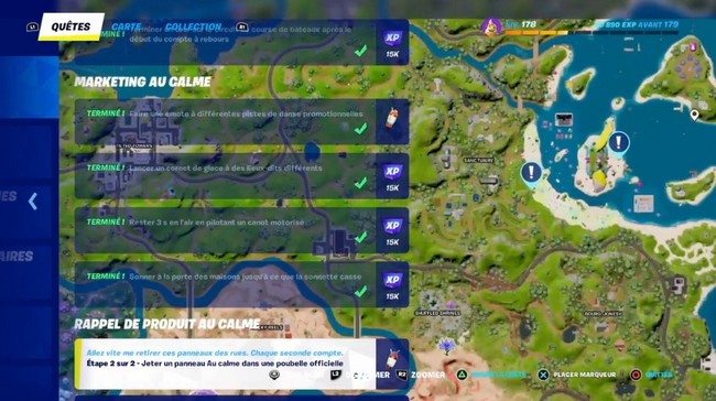 Jeter un panneau Au calme dans une poubelle officielle- fortnite