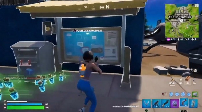 Poste de financement où Voter pour les projets de construction du Bloc en donnant des lingots dans Fortnite