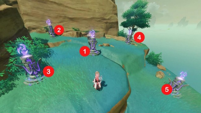 Puzzle Stèles Électro - îles du flan genshin impact 2.8