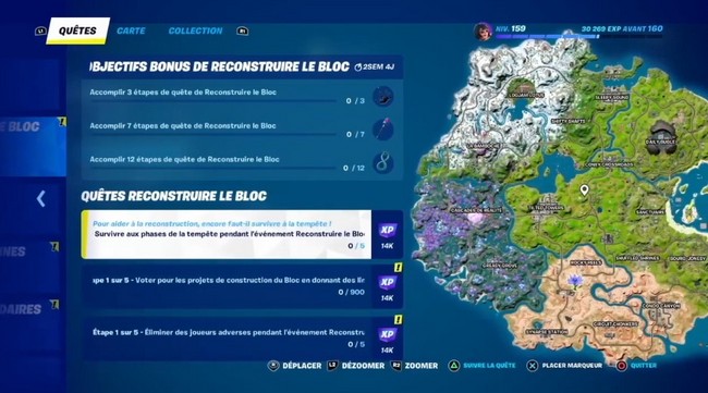 Quêtes Reconstruire le bloc