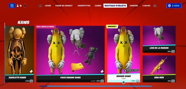 Skin Banane KAWS Fortnite