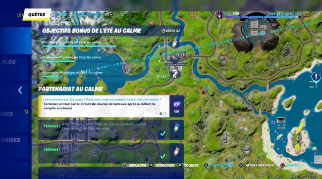 Terminer un tour du circuit de la course de bateaux après le début du compte à rebours