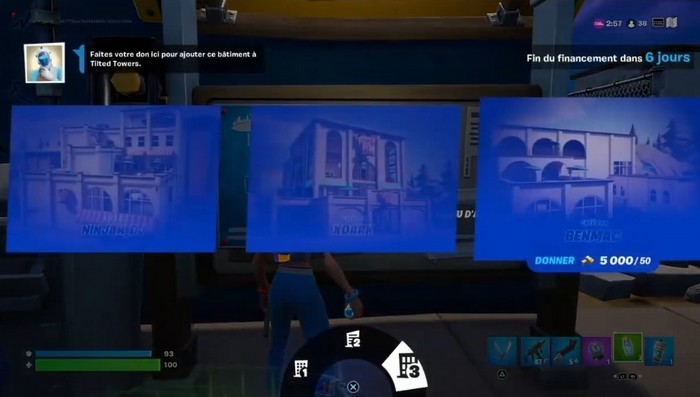 Voter pour les projets de construction du Bloc en donnant des lingots dans Fortnite