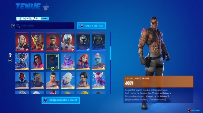 archiver les skins et les cosmétiques dans Fortnite