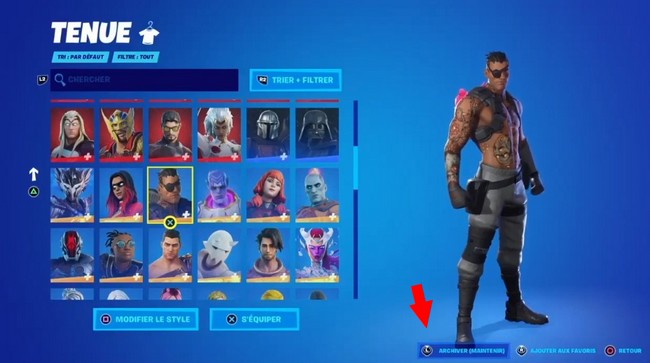 archiver les skins et les cosmétiques dans Fortnite
