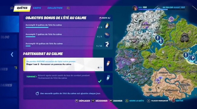 ramasser un panneau Au Calme fortnite defi été au calme