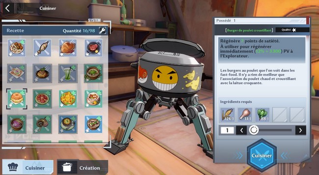 Burger de poulet croustillant tower of Fantasy