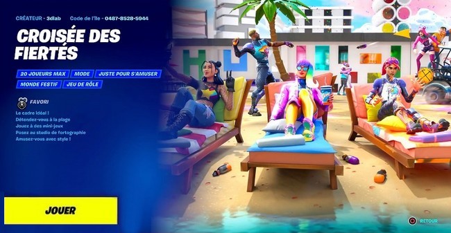 Code de l'île Croisée des Fiertés sur Fortnite