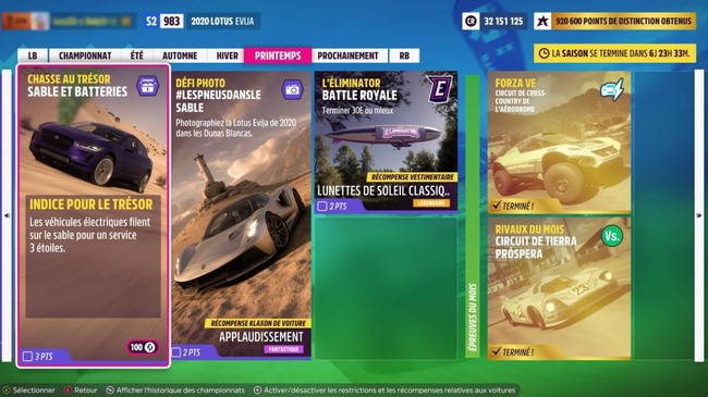 Chasse au trésor sable et batteries Forza horizon 5