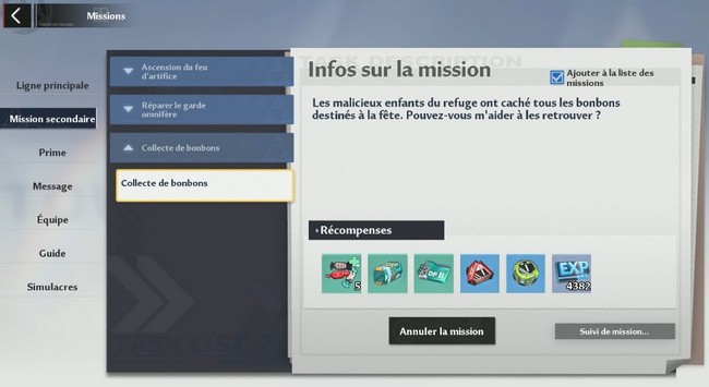 Collecte de bonbons Mission secondaire - Tower of Fantasy