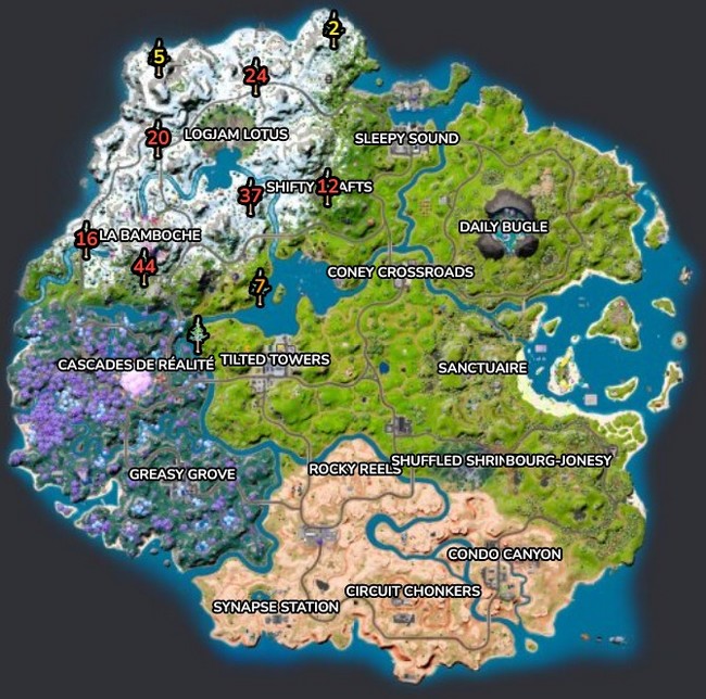 Emplacements Rondins de pin Fortnite