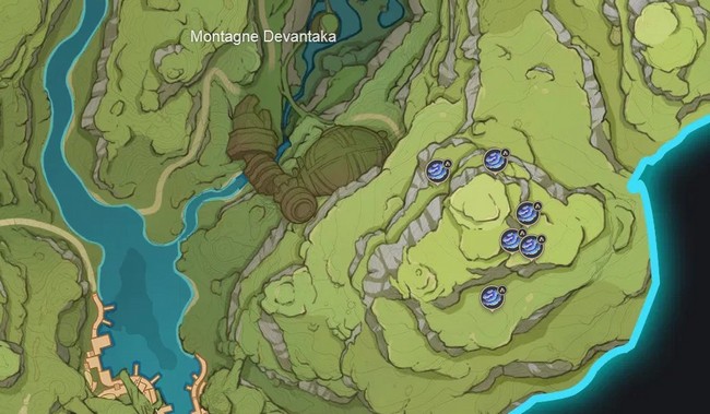 Emplacements des Champignons sacramental dans la Montagne Devantaka