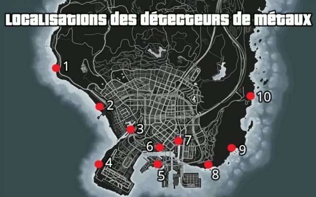 Emplacements des détecteurs de métaux GTA Online