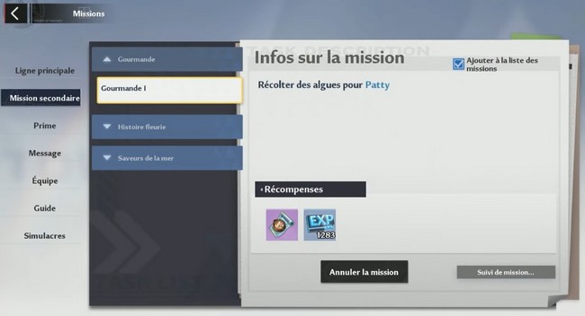 Gourmande Récolter des algues Tower of Fantasy