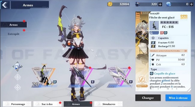 Tier list armes Tower of Fantasy