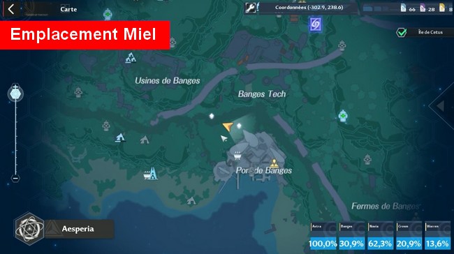 emplaements miel tower of fantasy