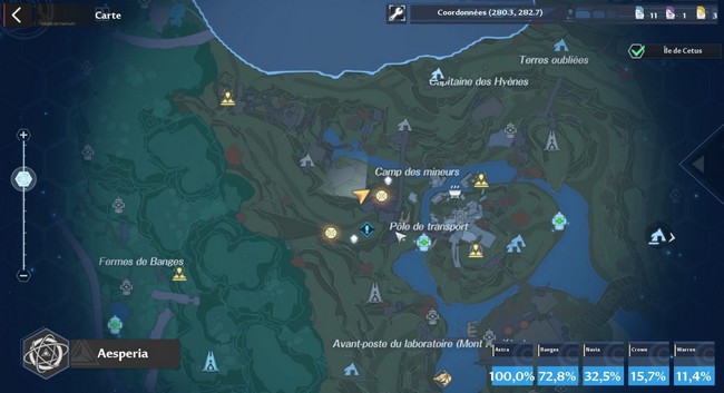 Emplacements des Résidus étranges