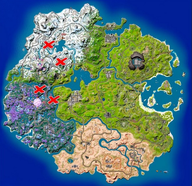Emplacements des rochers géants sur Fortnite