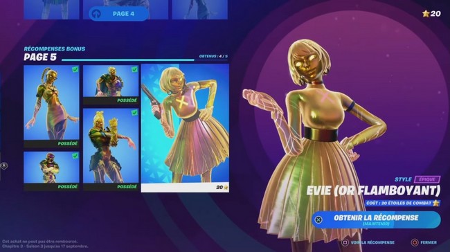 skin Evie Or Flamboyant fortnite super niveau