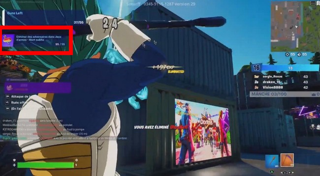 Éliminer des adversaires dans Jeux d'armes dans Fortnite
