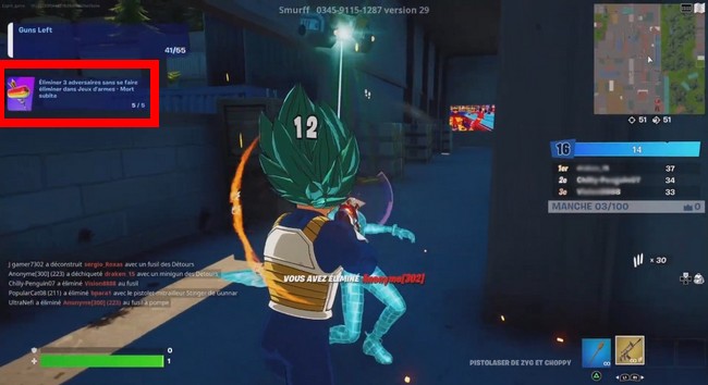 éliminer 3 adversaires sans se faire éliminer dans Jeux d'armes-fortnite