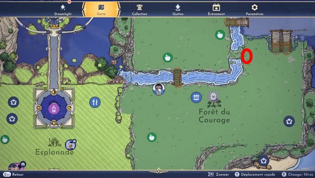 Emplacements des bûches brûlées dans Disney Dreamlight Valley