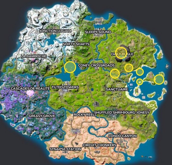 Emplacements des  jetons de gain de niveau d'eau de semaine 4 dans Fortnite saison 3 chapitre 3