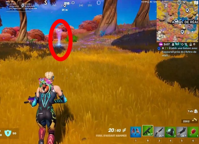 Etablir une liaison avec l'appareil prés de l'arbre de réalité